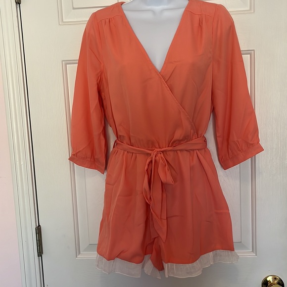 V-Neck Surplice Romper with Ruffle Hem - Picture 6 of 16